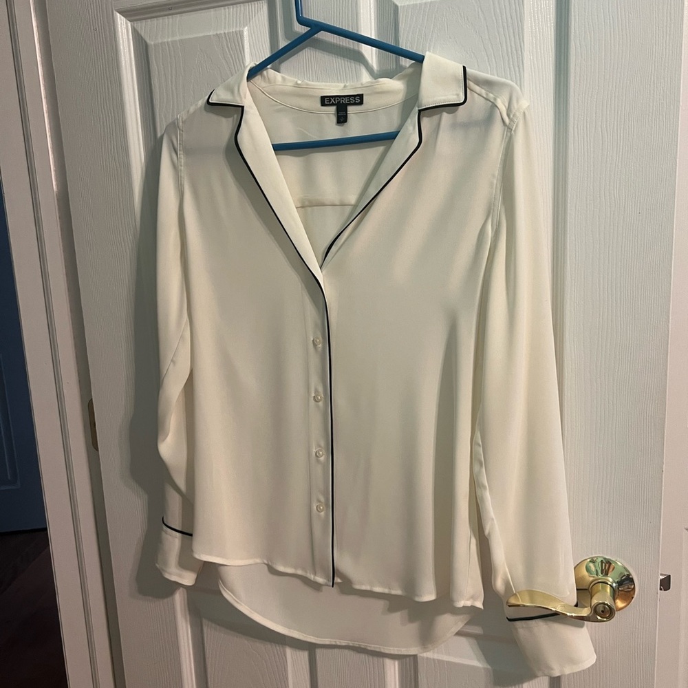 Express White Notched Collar Button Down Shirt
